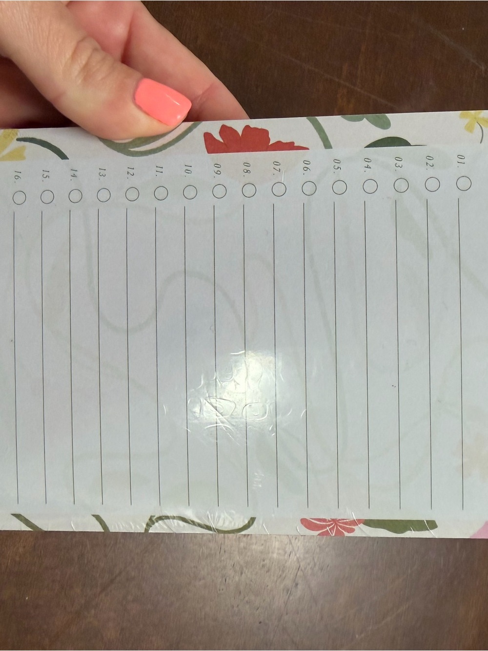 Floral Lined Notepad - White with Green & Coral Accents
